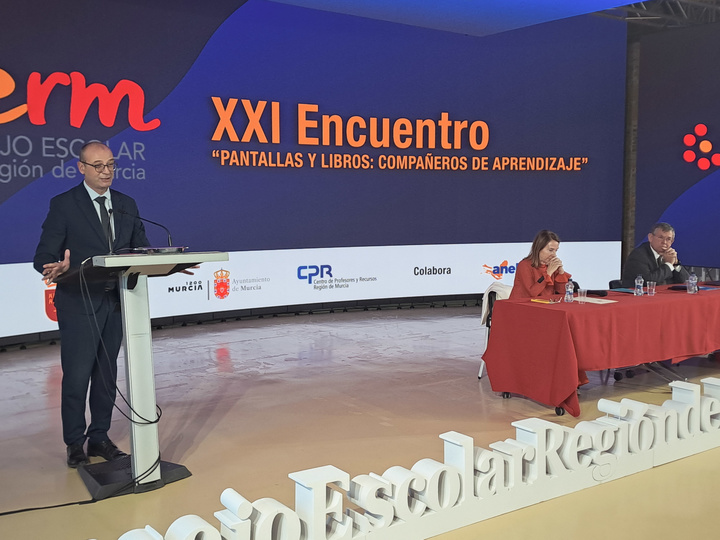 El consejero de Educación y Formación Profesional, Víctor Marín, inaugura el XXI encuentro del Consejo Escolar Región de Murcia con consejos escolares...