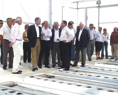 Los presidentes de la Comunidad de Murcia y Valencia, Ramón Luis Valcárcel y Francisco Camps, visitan la cooperativa Surinver de El Pilar de la Horadada