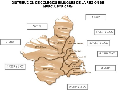 Mapa distribución centros bilingües