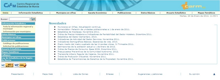 Portal regional del Centro de Estadística de la Región de Murcia