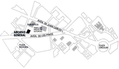 Plano de localización del Archivo General de la Región de Murcia