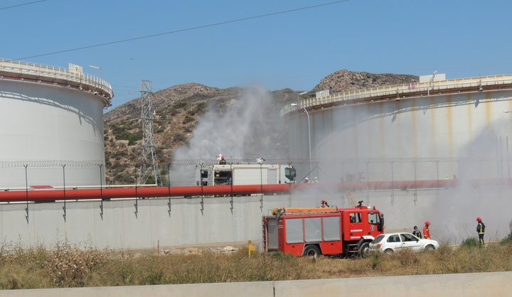 Simulacro en las instalaciones de Repsol Petróleo en Escombreras