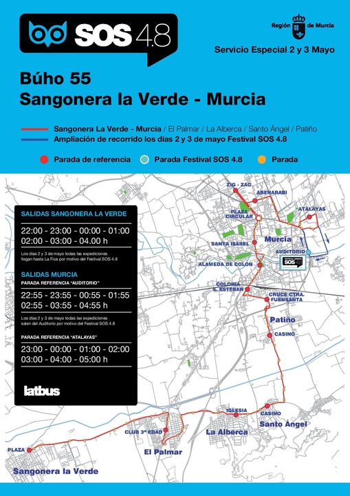 Línea Búho Bus 55