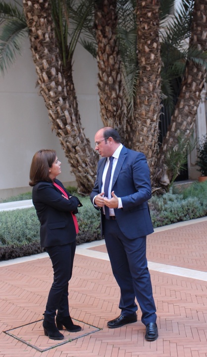 El jefe del Ejecutivo regional, Pedro Antonio Sánchez, se reunió hoy con la vicepresidenta del Gobierno de España, Soraya Sáenz de Santamaría. IV