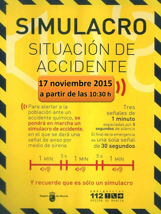 Anuncio del simulacro de accidente