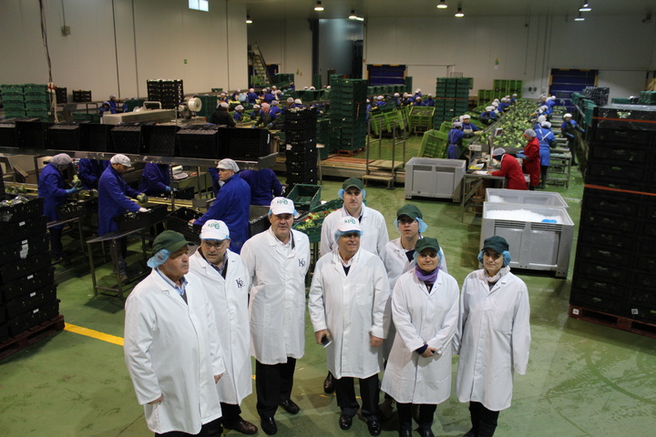 El director general de Producciones y Mercados Agrícolas, Fulgencio Pérez (tercero por la izquierda), en su visita a la empresa Kettle Produce España