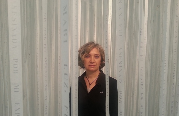 Imagen de la escultora Concha Martínez Montalvo, en el Museo Regional de Arte Moderno de Cartagena