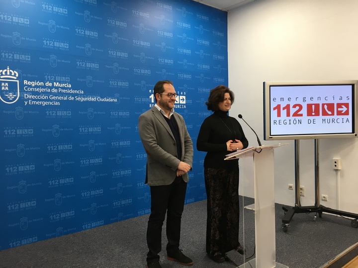 La consejera de Presidencia y el director general de Seguridad Ciudadana en el transcurso de la rueda de prensa de balance del 112
