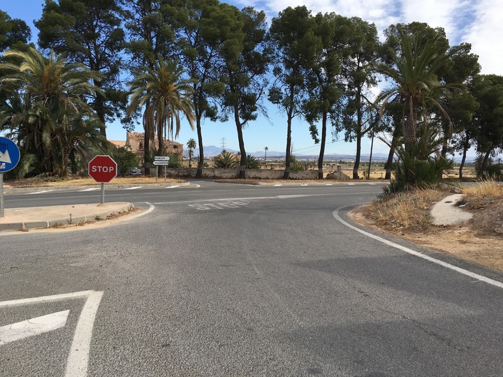 Actual intersección de la carretera RM-603 a la altura de la pedanía de Sangonera La Verde, donde se construirá una rotonda