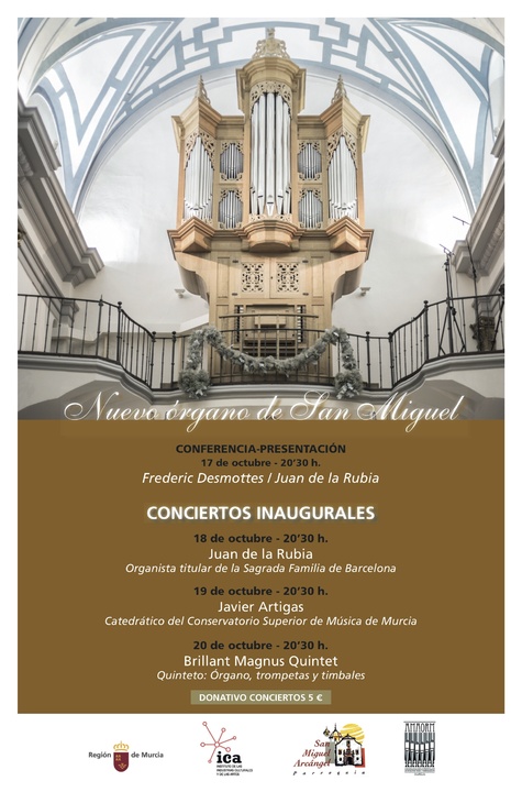 Cartel del ciclo de conciertos de inauguración del nuevo órgano de San Miguel de Murcia
