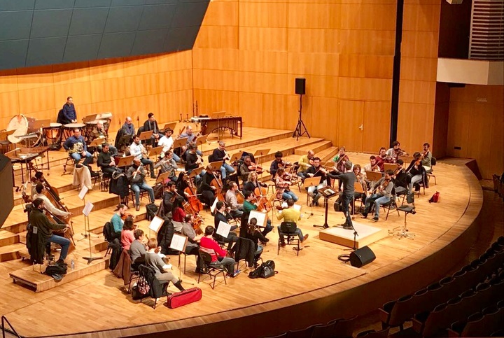 Imagen del ensayo de la Orquesta Sinfónica de la Región de Murcia dirigida por Mario Kosic