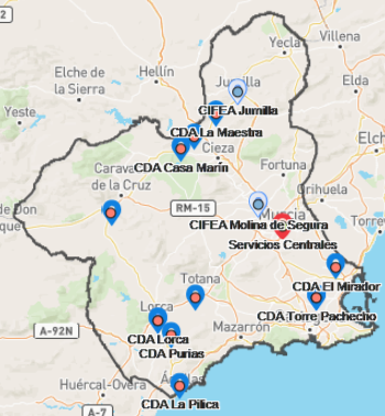 Mapa de Centros de Demostración Agraria