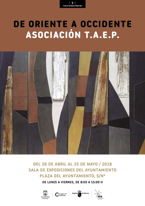 Cartel de la muestra 'De Oriente a Occidente' que se inaugura mañana en Lorquí dentro del Plan de Espacios Expositivos