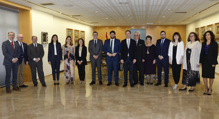 Fernando López Miras recibe al nuevo equipo  rectoral de la Universidad de Murcia