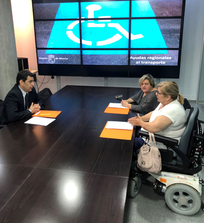 Reunión de la Federación de Asociaciones Murcianas de Personas con Discapacidad Física y Orgánica (Famdif), Carmen Gil, y la presidenta de la Plataforma Representativa Estatal de Personas con Discapacidad Física de la Región de Murcia (Predif)