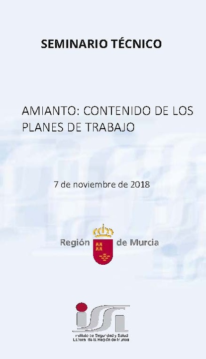 Seminario técnico "Amianto: Contenido de los planes de trabajo"
