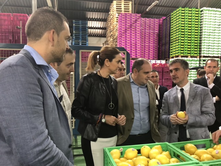El consejero Miguel Ángel del Amor durante su visita a la empresa Frutas Buendía
