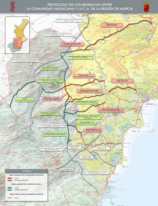Protocolo de actuaciones en infraestructuras viarias Murcia-Valencia