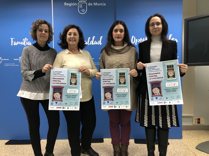 La Consejería de Familia e Igualdad de Oportunidades y la Federación Murciana de Asociaciones de Amas de Casa, Consumidores y Usuarios, Thader Consumo, han puesto en marcha el IV Concurso de Poesía y Rela-to Corto 'Educando contra la violencia', un certamen literario que tiene co-mo objetivo educar en igualdad y contra la violencia de género desde la in-fancia y la adolescencia.