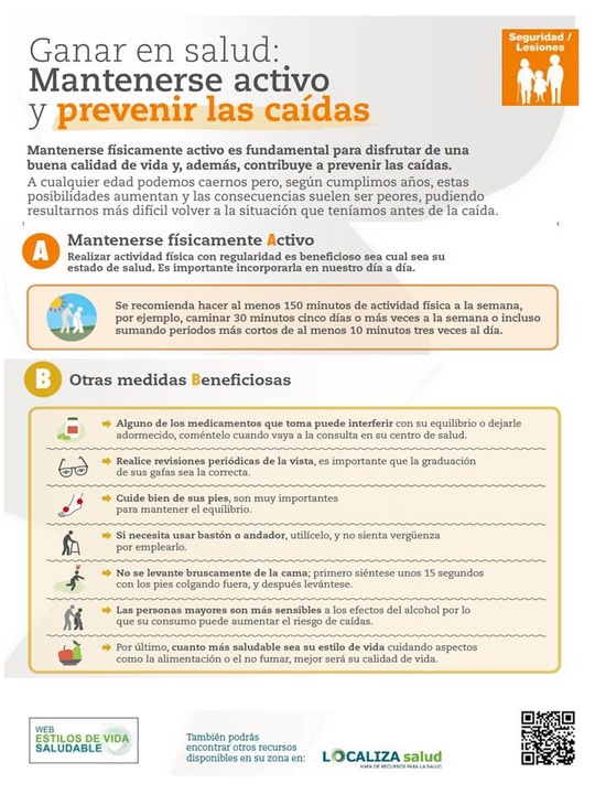 Decálogo de consejos de la Consejería de Salud para evitar las caídas a las personas mayores