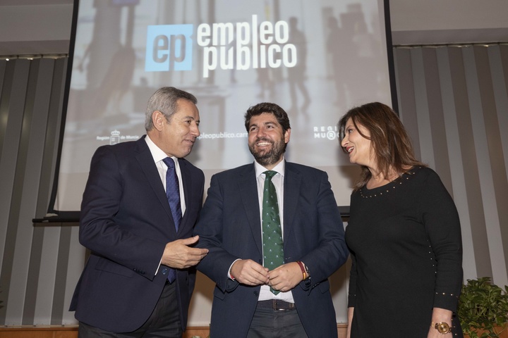 El jefe del Ejecutivo regional, Fernando López Miras, durante el acto de presentación del nuevo portal de empleo público de la Administración regional (2)