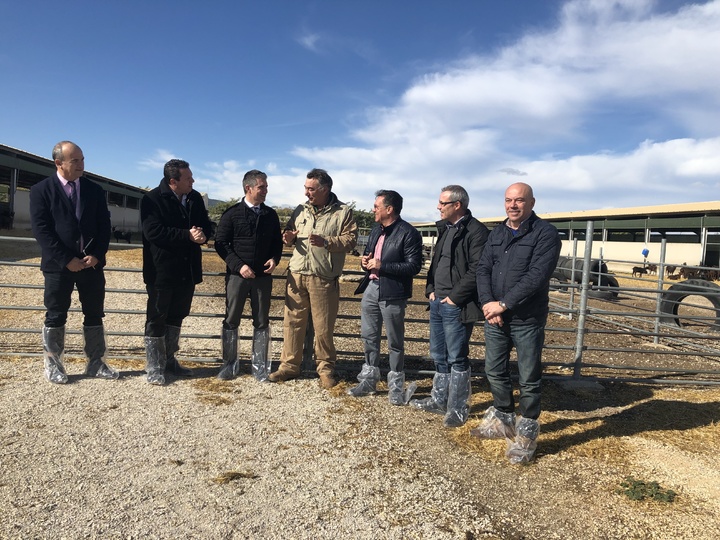 El consejero Miguel Ángel del  Amor durante su visita a las instalaciones de la granja caprina Kpra Leche y Genética S.L. (y 2)