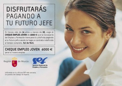 Cartel de la campaña sobre el Cheque Empleo impulsada por la Consejería de Empleo y Formación