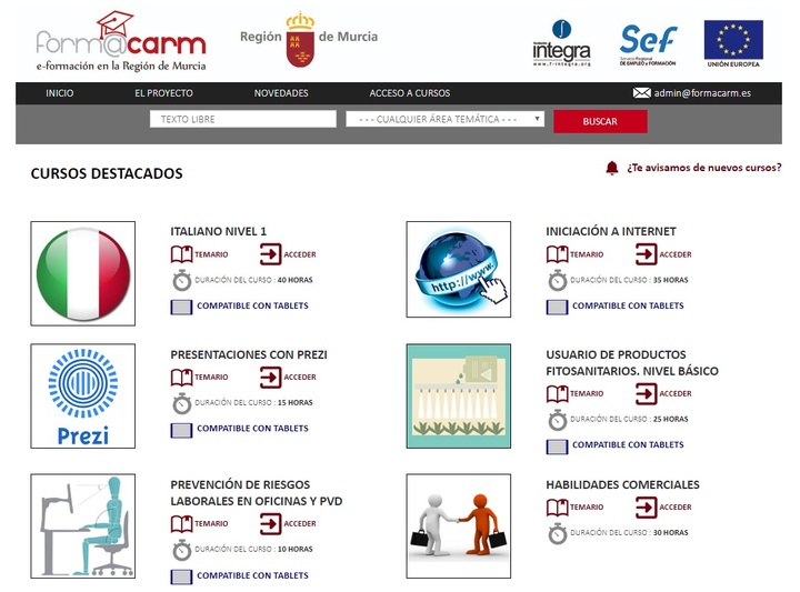 Captura de la 'entrada' al curso de italiano de Formacarm