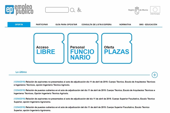Web de Empleo Público de la Comunidad