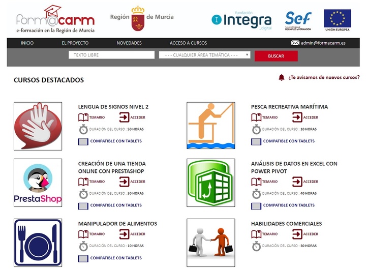 Imagen de la web en la que se oferta el curso gratuito de Lengua de Signos