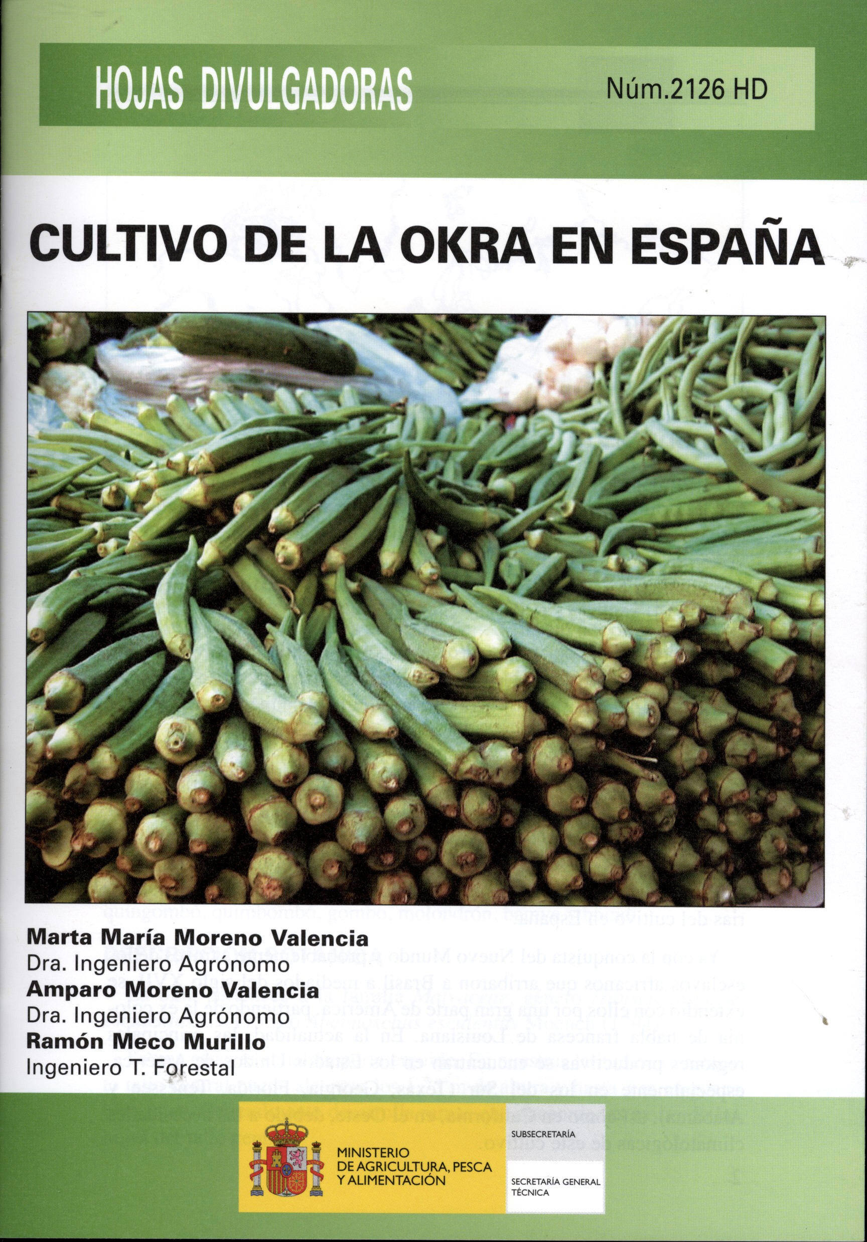 Portada de "Cultivo de la okra en España"