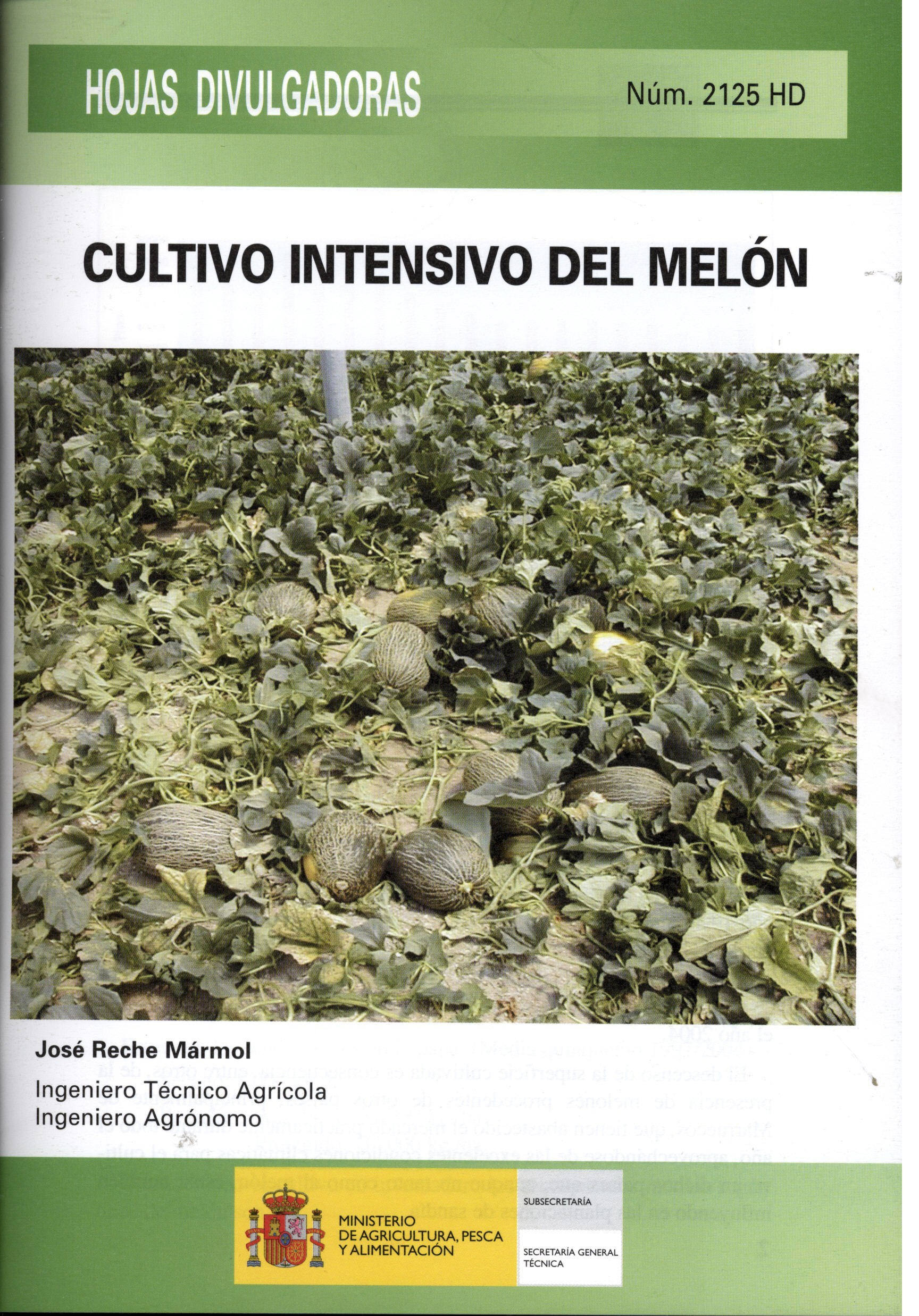 Portada de "Cultivo intensivo del melón"