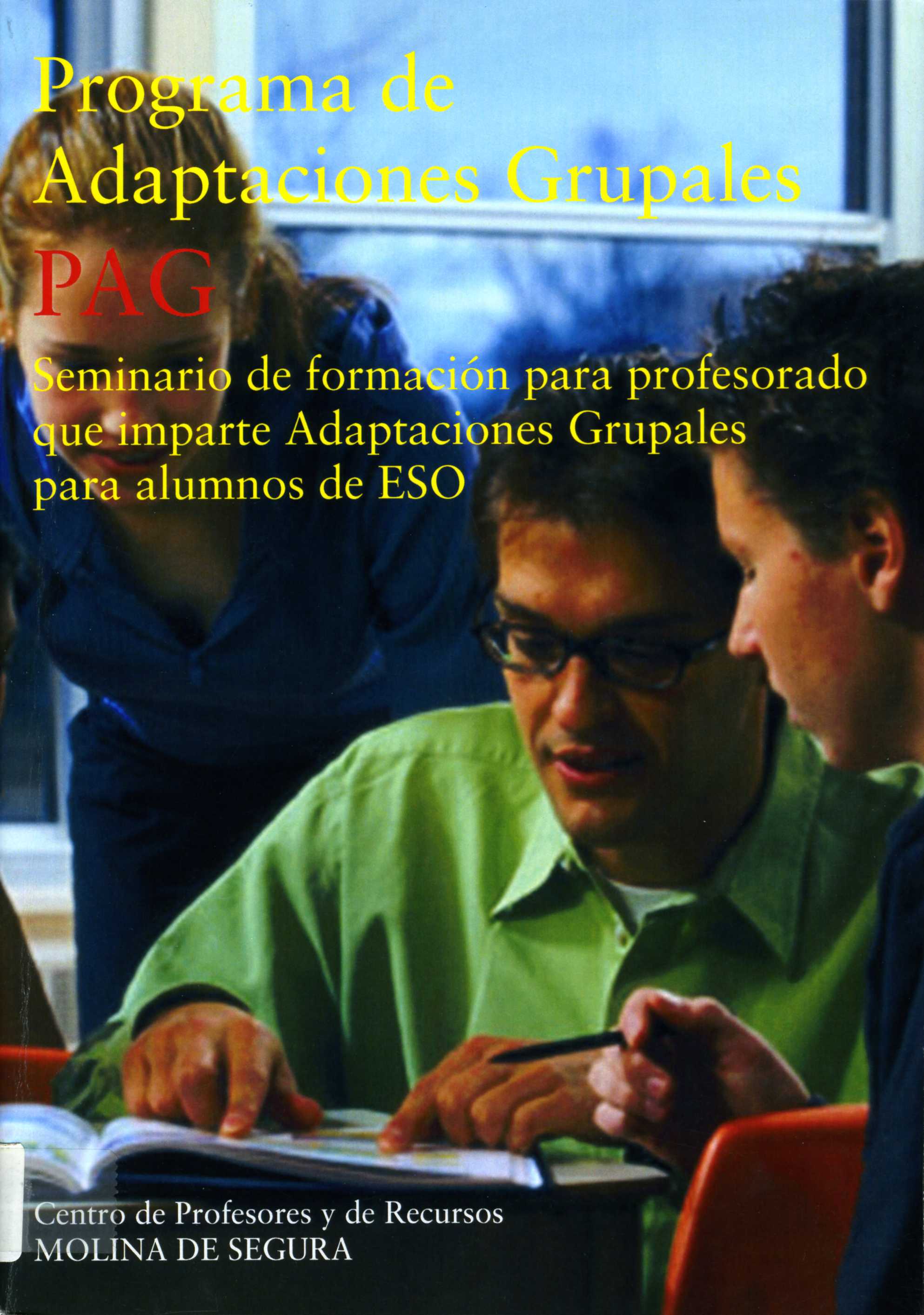 Portada de "Programa de adaptaciones grupales, PAG : seminario de formación para profesorado que imparte adaptaciones grupales para alumnos de ESO"