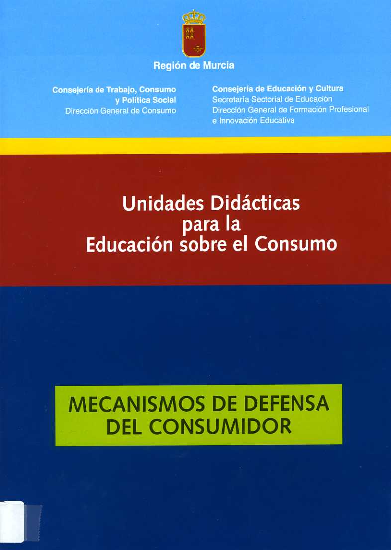 Portada de "Mecanismos de defensa del consumidor : unidades didácticas para la educación sobre el consumo"