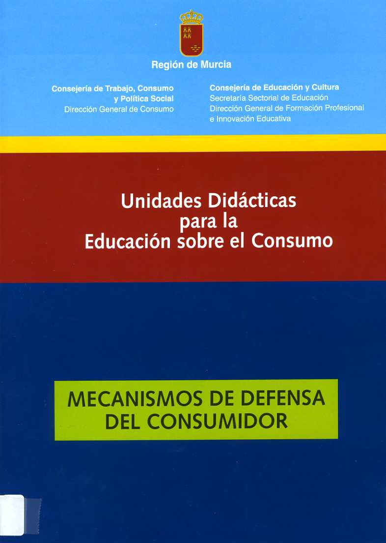 Portada de "Mecanismos de defensa del consumidor : unidades didácticas para la educación sobre el consumo"