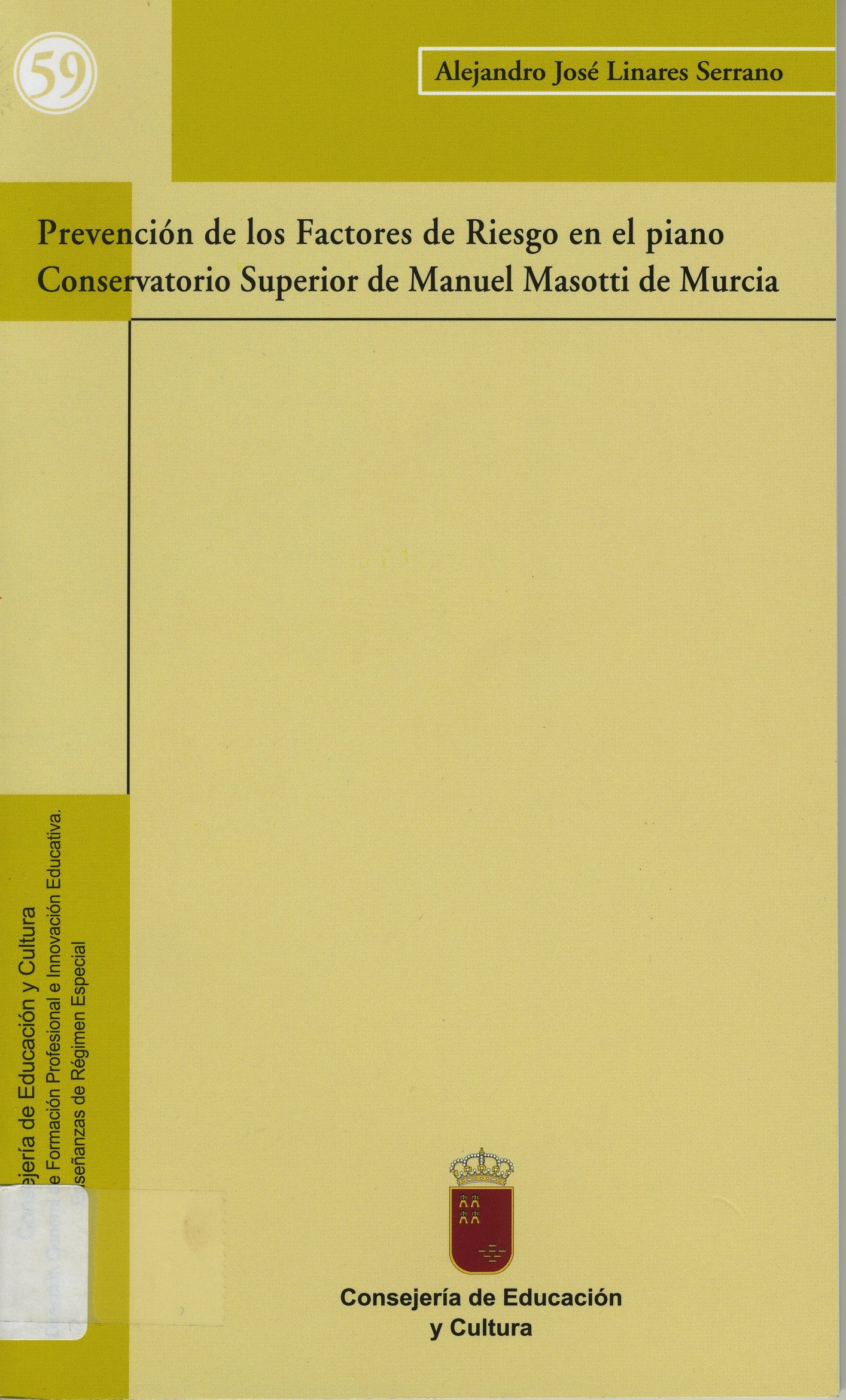 Portada de "Prevención de los Factores de Riesgo en el piano Conservatorio Superior de Manuel Masotti de Murcia"