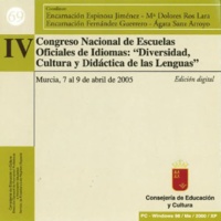 Portada de "IV Congreso Nacional de Escuelas Oficiales de Idiomas, Diversidad, Cultura y Didáctica de las Lenguas : Murcia, 7 al 9 de abril de 2005 (CD-ROM)"