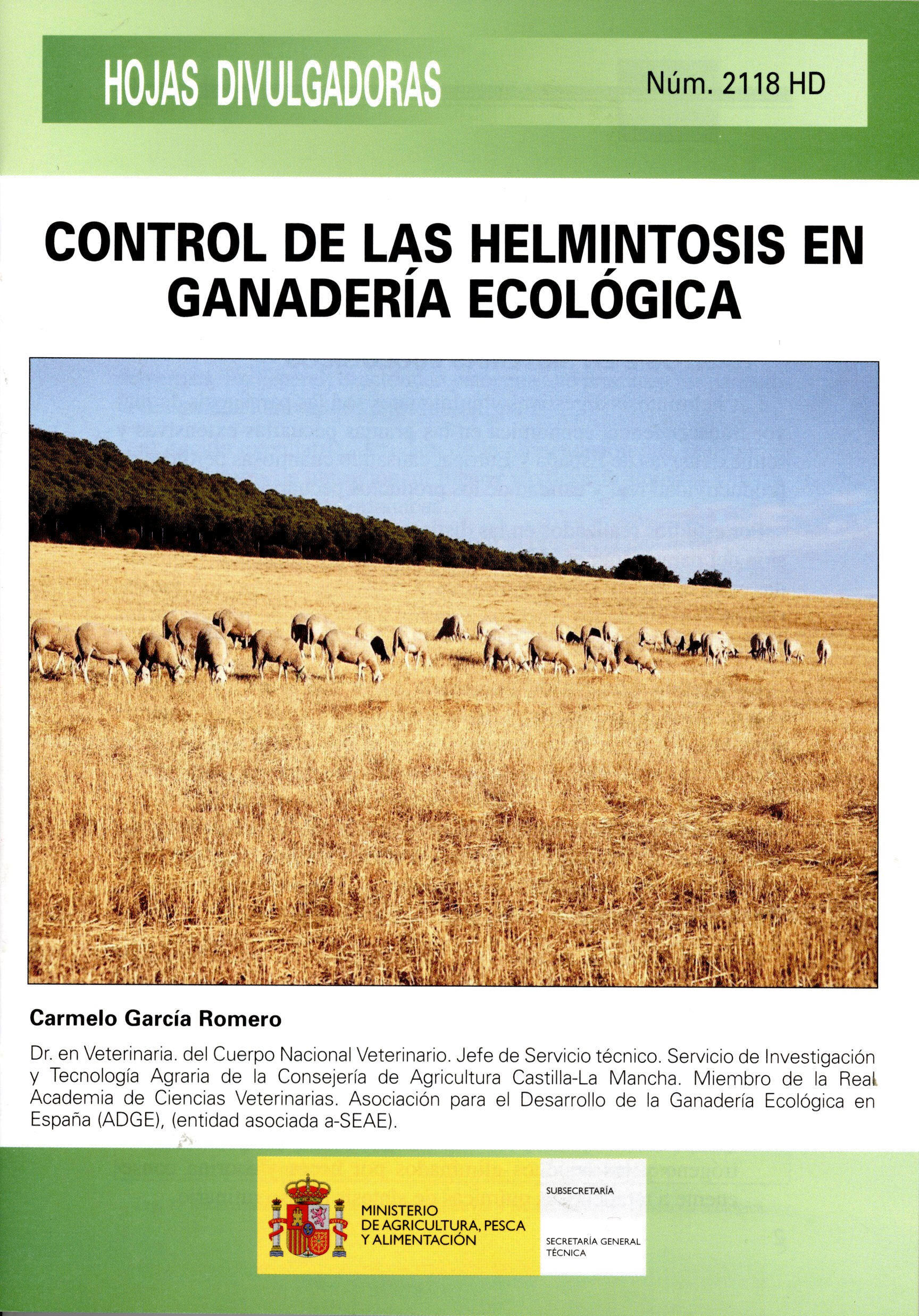 Portada de "Control de las helmintosis en ganadería ecológica"
