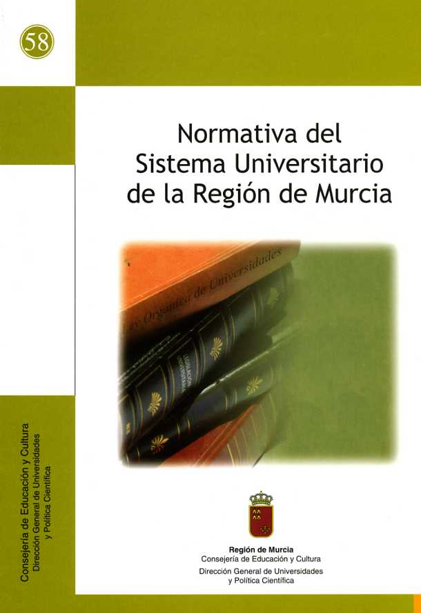 Portada de "Normativa del sistema universitario de la Región de Murcia"