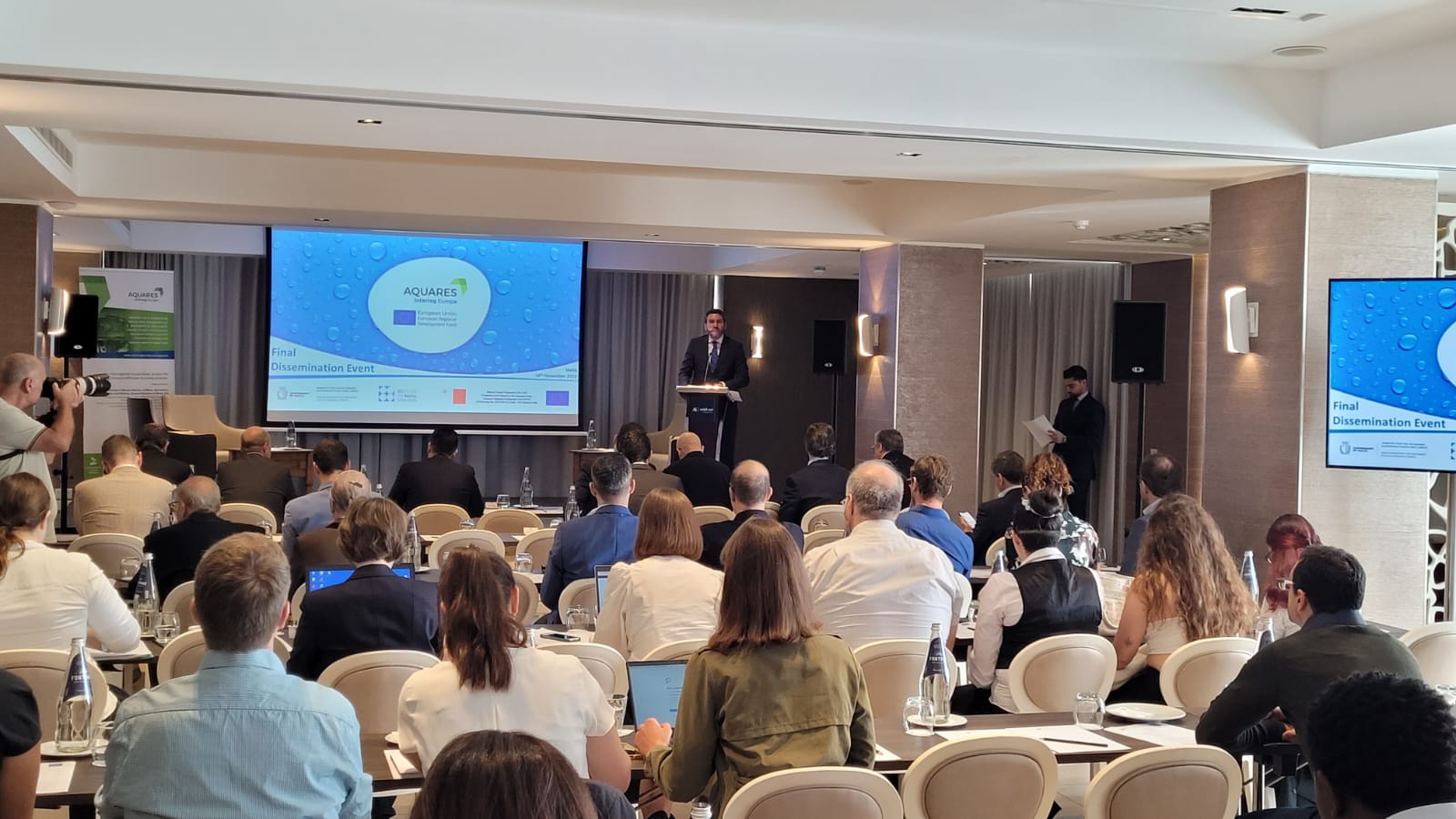 El consejero Antonio Luengo, durante su intervención en el evento final del proyecto europeo Aquares.