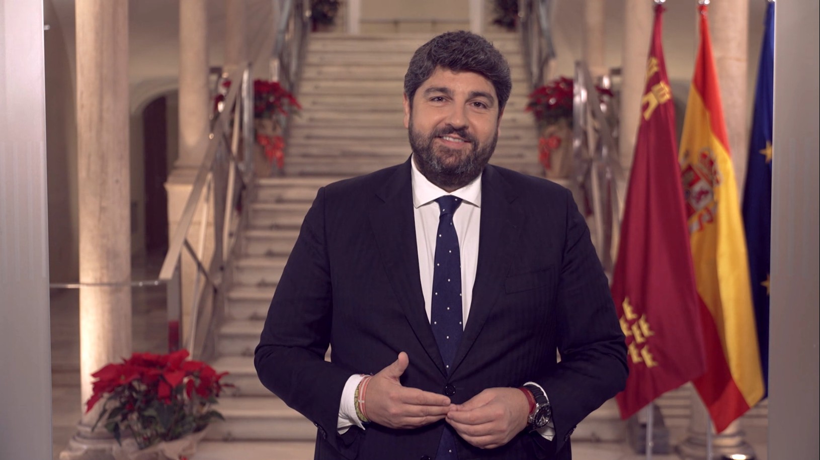 Imagen del presidente de la Comunidad durante su mensaje de fin de a&ntilde;o