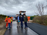Visita a las obras de reparación del camino de las Motas, en Abanilla