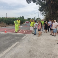 Instalación de reductores en la carretera de Torreagüera, en Murcia
