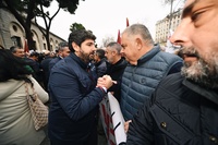 López Miras, durante su participación en la manifestación en Madrid para defender el trasvase Tajo-Segura