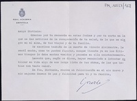 Carta de Gerardo Diego, uno de los documentos que forman parte de la exposición.
