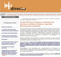 Convocatoria ayudas Info para incentivar la contratación de servicios en ámbitos de Defensa, Seguridad, Reconstrucción y Desarrollo.