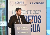 El presidente de la Comunidad, Fernando López Miras, inauguró la jornada 'Horizonte 2027: los retos del agua', organizada por el Sindicato Central...