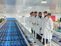 La consejera de Agua, Agricultura, Ganadería y Pesca, Sara Rubira, junto a los directivos de la SAT Perichán en la nueva calibradora para el procesado...