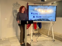 La directora general del SEF, Pilar Valero, ofrece los datos de paro del mes de marzo.