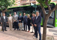 El consejero de Fomento e Infraestructuras, Jorge García Montoro, junto a los alcaldes de Alcantarilla, Beniel y Santomera, Francisca Terol, Mª Carmen...